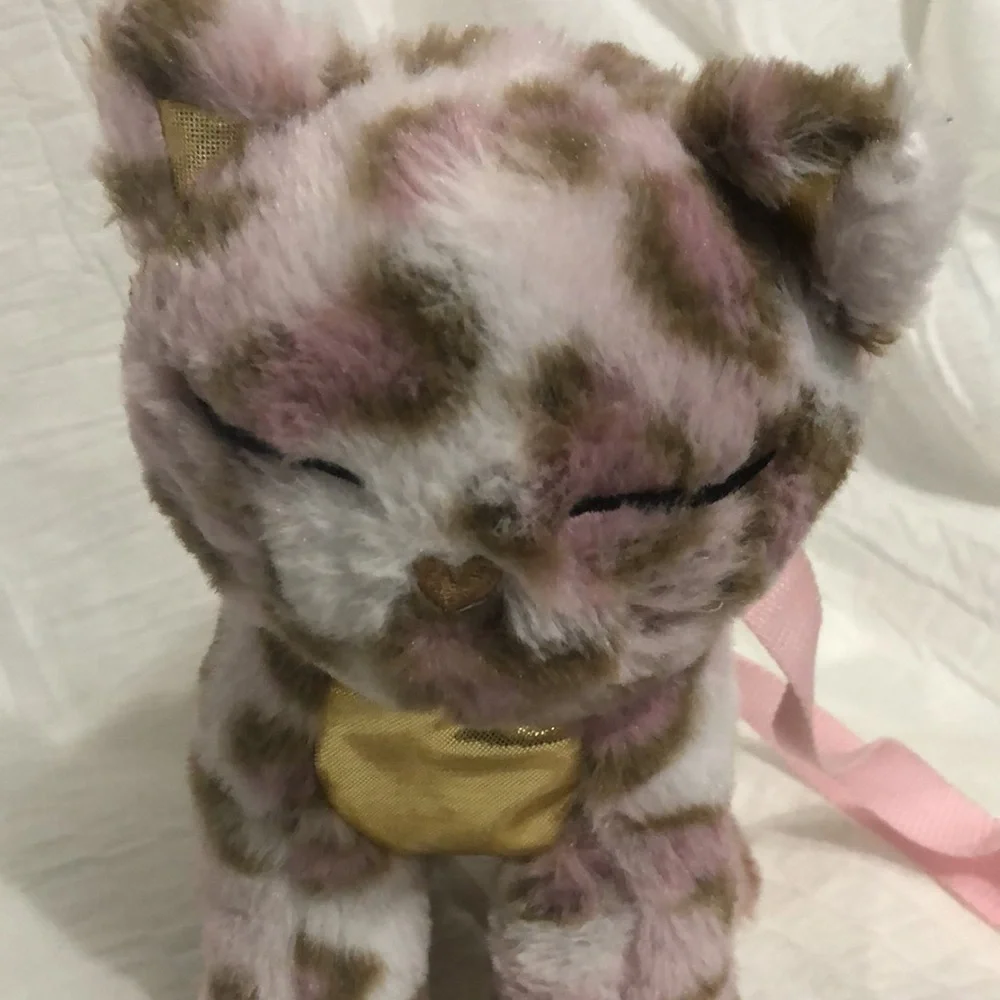 Plush Pink Leopard Kids Backpack Plush Bag